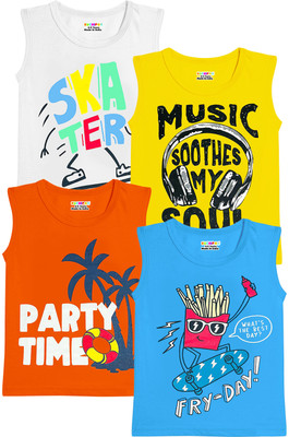 Kuchipoo Boys Printed Cotton Blend Regular T Shirt(Multicolor, Pack of 4)