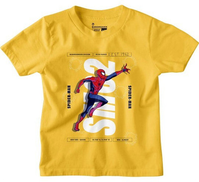 BonOrganik Boys Printed Pure Cotton Regular T Shirt(Yellow, Pack of 1)