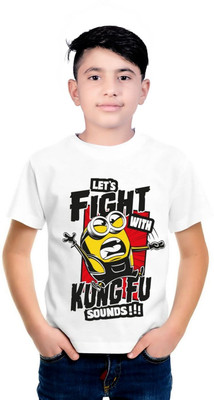 mahiifashionhub Boys Graphic Print Pure Cotton Regular T Shirt(White, Pack of 1)