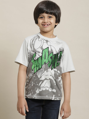 kidsville Boys Graphic Print Cotton Blend Regular T Shirt(Grey, Pack of 1)