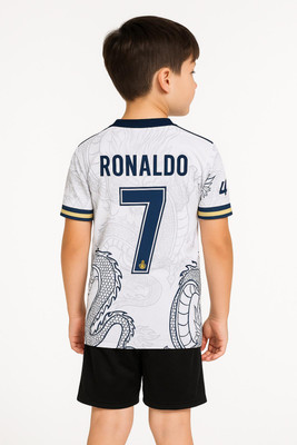 MSV Boys & Girls Printed Polyester Regular T Shirt(White, Pack of 1)