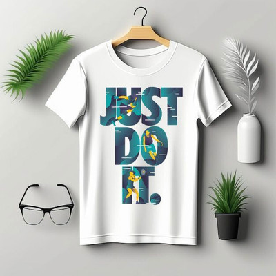 KPPRINT Boys Printed Cotton Blend Regular T Shirt(White, Pack of 1)