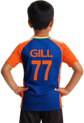 rjm Boys & Girls Printed, Colorblock Polyester Regular T Shirt(Blue, Pack of 1)
