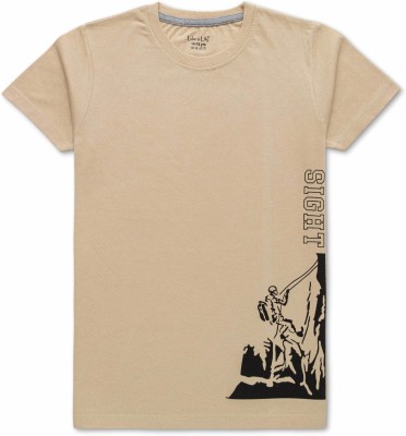 Luke and Lilly Boys Printed Pure Cotton T Shirt(Beige, Pack of 1)