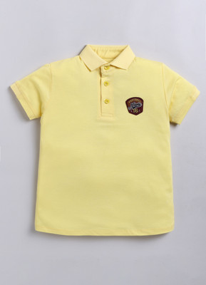 CRAZYPENGUIN ELITE Boys Solid Pure Cotton Regular T Shirt(Yellow, Pack of 1)
