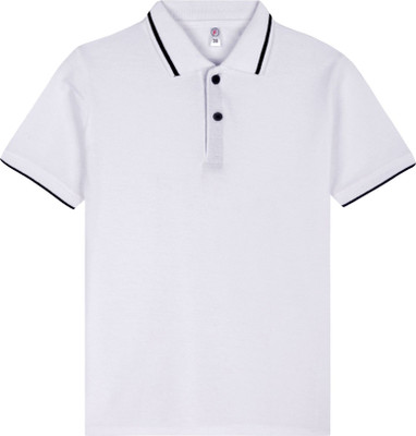 EyeWater Boys Solid Cotton Blend Regular T Shirt(White, Pack of 1)