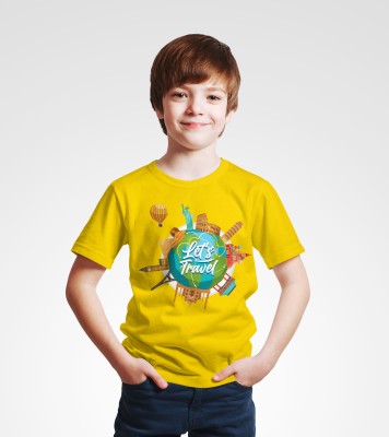 HL Dubai Boys Printed Cotton Blend T Shirt(Yellow, Pack of 1)