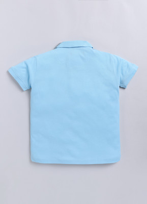 CRAZYPENGUIN ELITE Boys Solid Pure Cotton Regular T Shirt(Light Blue, Pack of 1)
