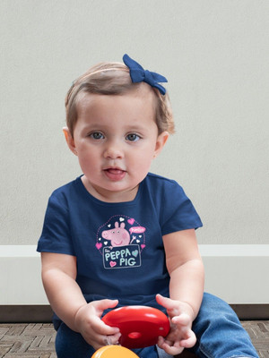 YK X Minute Mirth Baby Girls Printed Pure Cotton Regular T Shirt(Blue, Pack of 1)