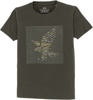 Status Quo Boys Solid Cotton Blend Regular T Shirt(Green, Pack of 1)