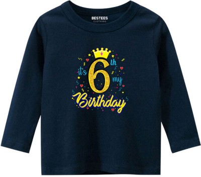 BESTEESCLOTHING Baby Boys & Baby Girls Printed Pure Cotton Regular T Shirt(Dark Blue, Pack of 1)