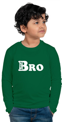 CHOMBOOKA Boys Typography Cotton Blend Regular T Shirt(Green, Pack of 1)