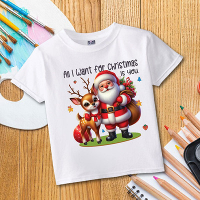 MOMS DESIRE Baby Boys & Baby Girls Self Design Cotton Blend Regular T Shirt(White, Pack of 1)