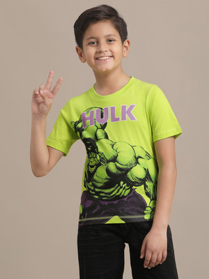 kidsville Boys Graphic Print Cotton Blend Regular T Shirt(Green, Pack of 1)