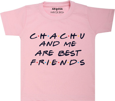 ARVESA Baby Boys & Baby Girls Typography Cotton Blend Regular T Shirt(Pink, Pack of 1)