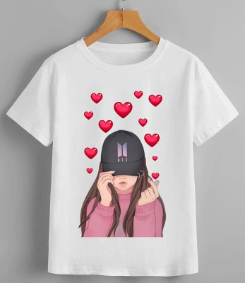 MAADHAV FASHIONS Boys & Girls Cartoon, Printed, Graphic Print Polyester Regular T Shirt(White, Pack of 1)