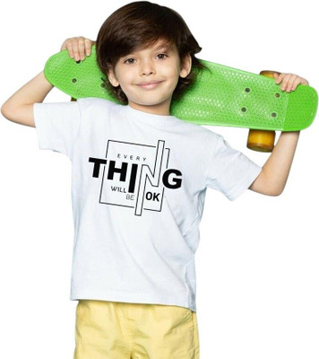 Attirea Boys & Girls Graphic Print Pure Cotton Regular T Shirt(White, Pack of 1)