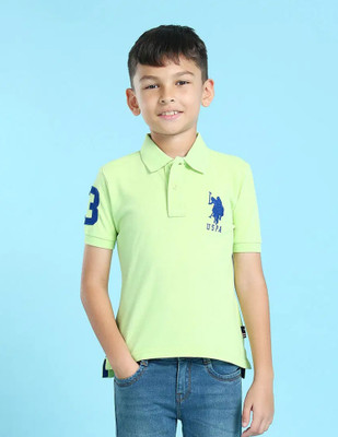 U.S. POLO ASSN. Baby Boys Embroidered Cotton Blend Regular T Shirt(Green, Pack of 1)