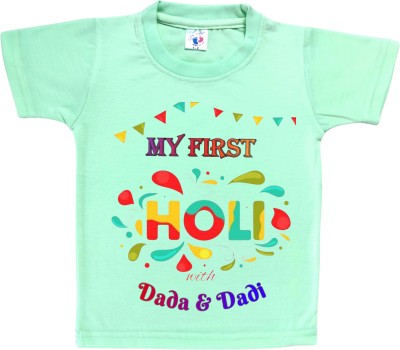 Cute Pals Boys & Girls Printed Cotton Blend Regular T Shirt(Light Green, Pack of 1)