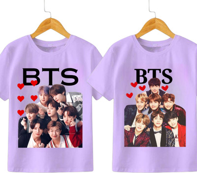 RASHCLOTH Boys & Girls Printed Polycotton Regular T Shirt(Purple, Pack of 1)
