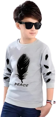 LILBITS Boys Printed Cotton Blend Regular T Shirt(Grey, Pack of 1)
