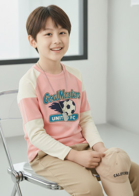 FROSEN FOX Boys Self Design Pure Cotton Regular T Shirt(Pink, Pack of 1)