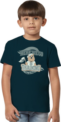 Texman Boys Graphic Print Pure Cotton Regular T Shirt(Blue, Pack of 1)