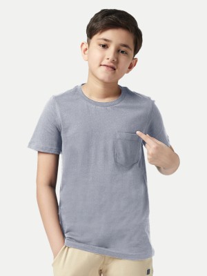 radprix Boys Solid Cotton Blend Regular T Shirt(Grey, Pack of 1)