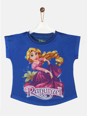 T-Shirts Girls Graphic Print Pure Cotton Regular T Shirt(Blue, Pack of 1)