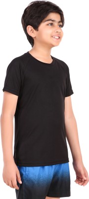 VECTOR X Boys Solid Polyester Regular T Shirt(Black, Pack of 1)