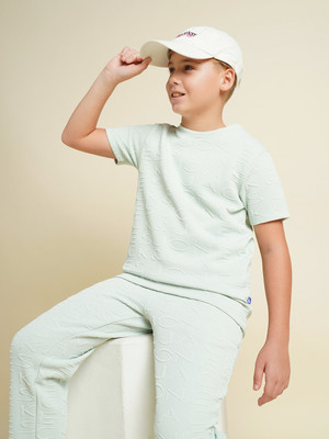 Jack & Jones Junior Boys Solid Cotton Blend Regular T Shirt(Green, Pack of 1)