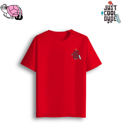 Tinitees Boys Graphic Print Pure Cotton Regular T Shirt(Red, Pack of 1)