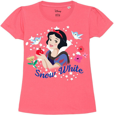 WYM TREND Girls Typography, Printed Pure Cotton Regular T Shirt(Pink, Pack of 1)