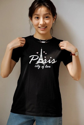 CLASSYAPPARELE Girls Printed Cotton Blend Regular T Shirt(Black, Pack of 2)