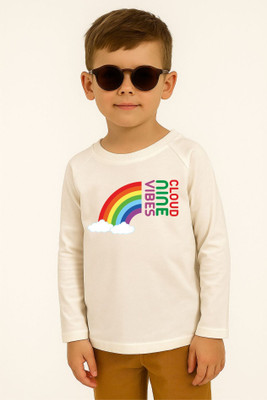 GROWWEARS Boys Printed, Colorblock Cotton Blend Regular T Shirt(White, Pack of 1)
