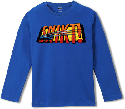 WYM TREND Boys Graphic Print Pure Cotton Regular T Shirt(Blue, Pack of 1)