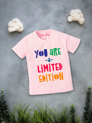Babywish Boys Printed Cotton Blend Regular T Shirt(Pink, Pack of 1)