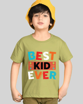 AUSK Boys Graphic Print Cotton Blend Regular T Shirt(Green, Pack of 1)