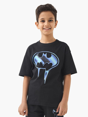 JUNIORS by Babyshop Boys Graphic Print Pure Cotton Regular T Shirt(Black, Pack of 1)