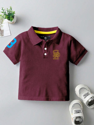 Codez Boys Printed Cotton Blend Regular T Shirt(Maroon, Pack of 1)