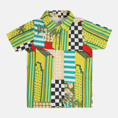 MINI KLUB Boys Printed Pure Cotton Regular T Shirt(Green, Pack of 2)