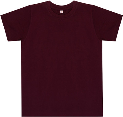 chenchu Boys & Girls Solid Pure Cotton Regular T Shirt(Maroon, Pack of 1)