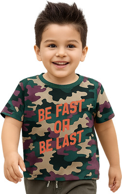 Yellow Apple Baby Boys Typography, Printed Cotton Blend Regular T Shirt(Multicolor, Pack of 1)