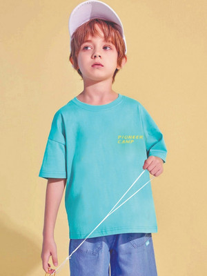 SYDNEY HILLS Boys Printed Pure Cotton Oversized T Shirt(Light Green, Pack of 1)