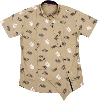 rayie collection Boys Graphic Print Cotton Blend Regular T Shirt(Beige, Pack of 1)