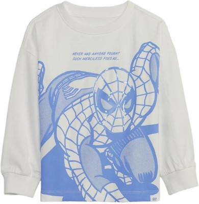 GAP Boys Graphic Print Organic Cotton Regular T Shirt(White, Pack of 1)