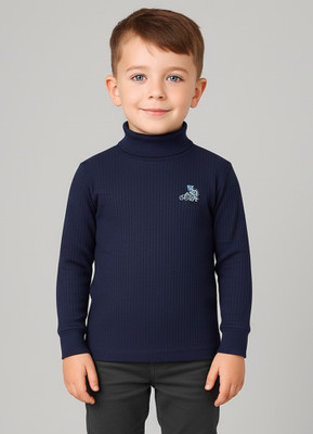 Zeal G Boys Solid Pure Cotton Regular T Shirt(Dark Blue, Pack of 1)