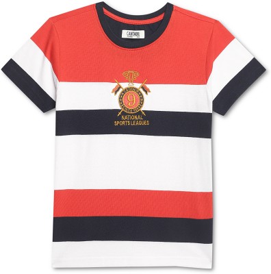 CANTABIL Boys Striped Polycotton Regular T Shirt(Multicolor, Pack of 1)