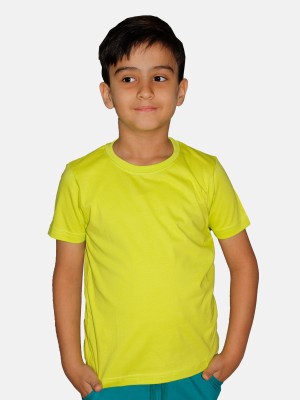 KiddoPanti Boys Solid Pure Cotton Regular T Shirt(Green, Pack of 1)