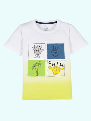 Kiddo Paanti Boys Printed Pure Cotton Regular T Shirt(White, Green, Pack of 1)